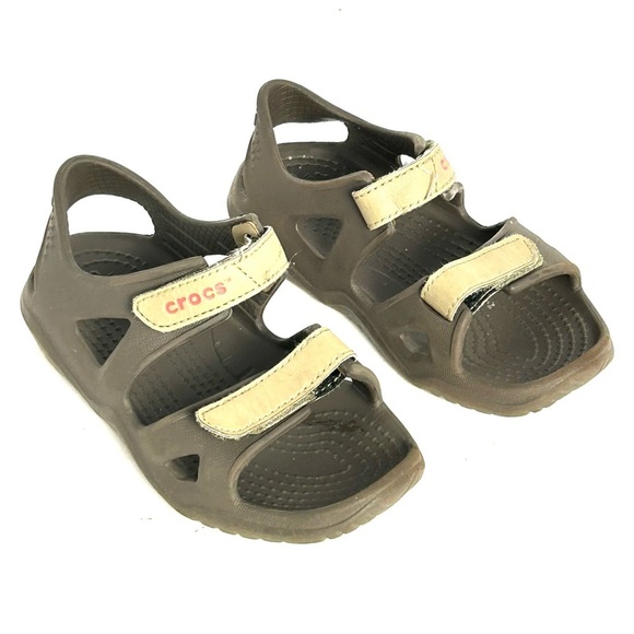 CROCS Other - Crocs  Brown Sandal Toddler Kids Size C10 Hook Loop Shoes